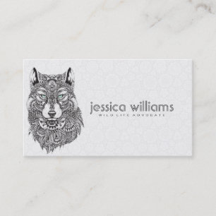 Wolf Portrait Detailed Abstract Illustration Business Card