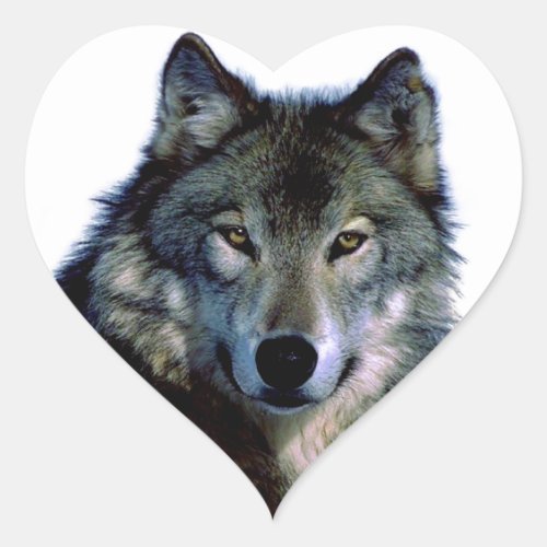 Wolf Portrait Heart Sticker