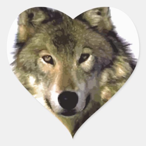 Wolf Portrait Heart Sticker