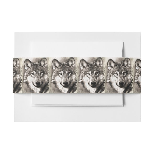 Wolf portrait invitation belly band (Front Example)