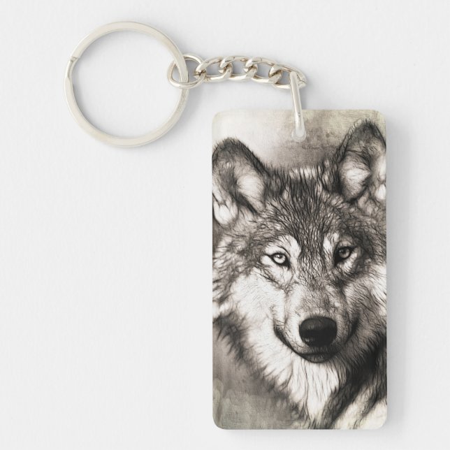 Wolf portrait keychain (Front)