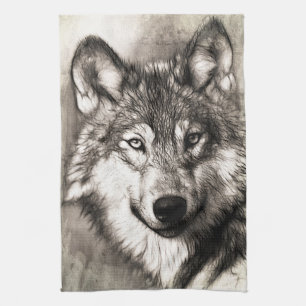 Wolf portrait kitchen towel