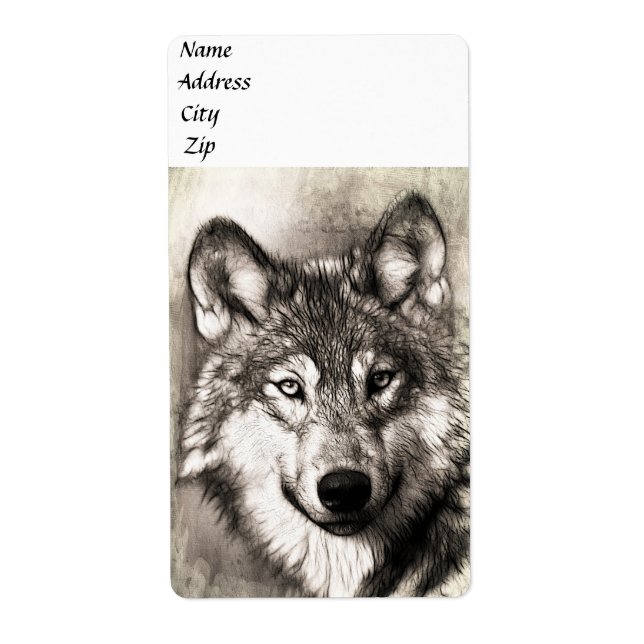 Wolf portrait label (Front)