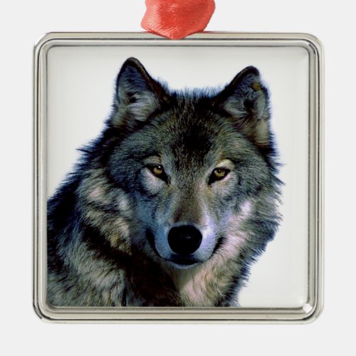 Wolf Portrait Metal Ornament