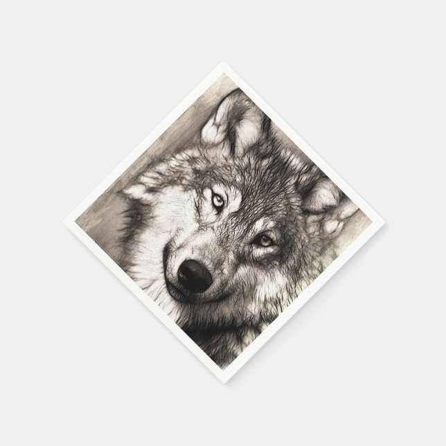 Wolf portrait paper napkins (Corner)