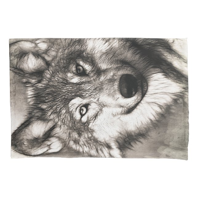 Wolf portrait pillow case (Front)