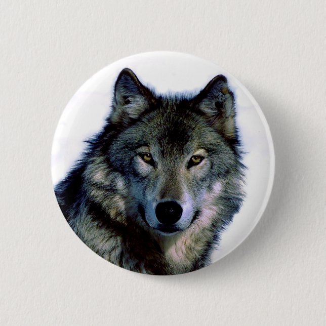 Wolf Portrait Pinback Button (Front)