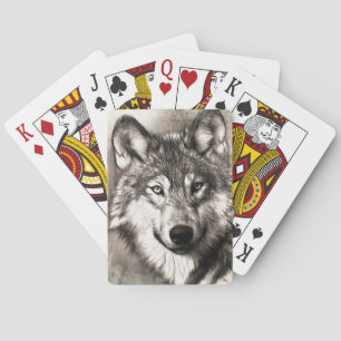 Wolf portrait poker cards