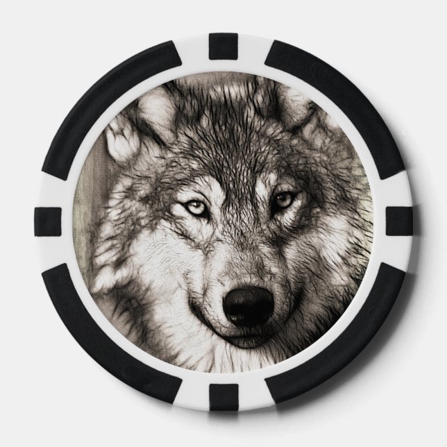 Wolf portrait poker chips (Front)