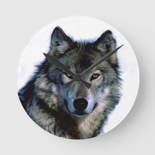 Wolf Portrait Round Clock