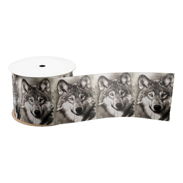 Wolf portrait satin ribbon (Spool)