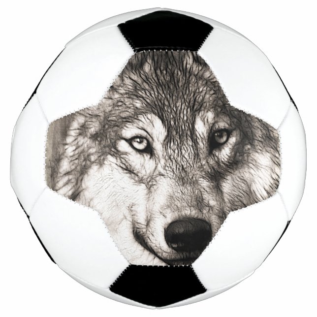 Wolf portrait soccer ball (Front)