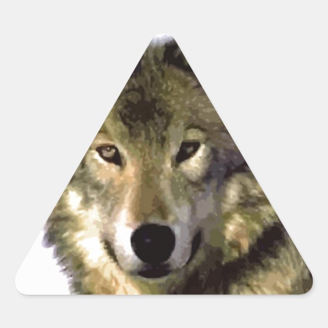 Wolf Portrait Triangle Sticker (Front)