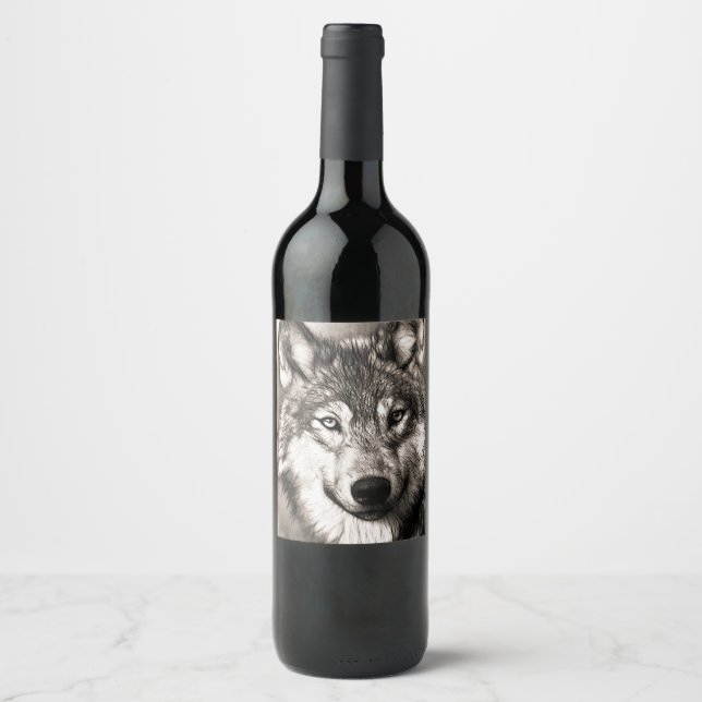 Wolf portrait wine label (Front)