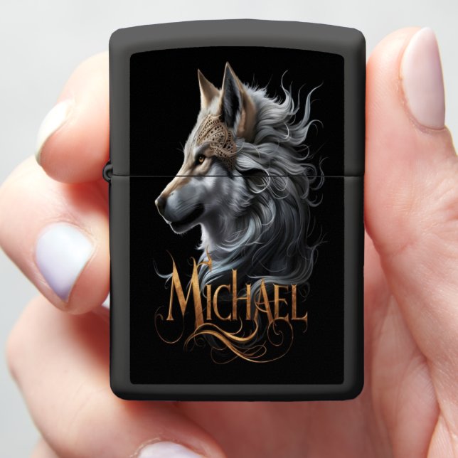 Wolf Portrait With Michael Zippo Lighter (In Hand)