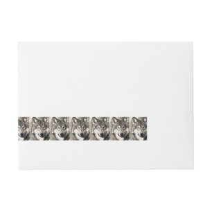 Wolf portrait wrap around address label