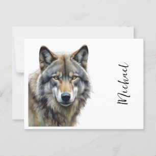 Wolf Portrait Your Name Custom Handwriting Postcard