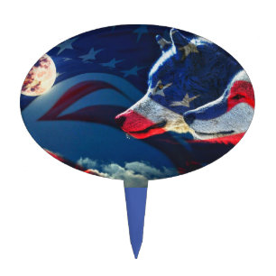 Wolf Pride of Country and Flag Cake Topper
