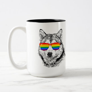 Wolf Pride Sunglasses Two-Tone Coffee Mug