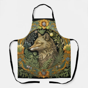 Wolf profile in vintage style apron