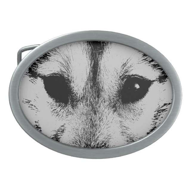 Wolf Pup Belt Buckle Sled Wolf Dog Buckles (Front)