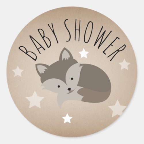Wolf Pup Cactus Desert Stars Baby Shower Classic Round Sticker