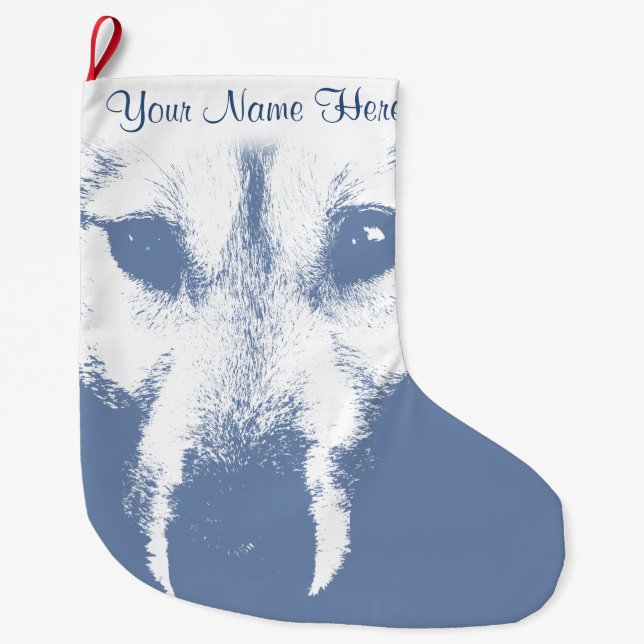 Wolf Pup Christmas Stocking Custom Husky Stocking (Front)