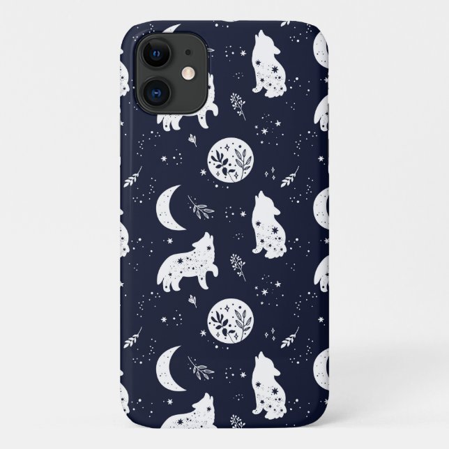 Wolf Pup Howling at the Moon iPhone case (Back)