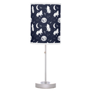Wolf pup howling at the moon lamp