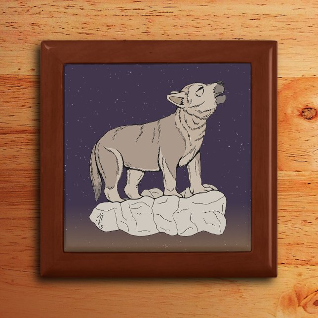 Wolf Pup Howling Gift Box (Wolf Pup Howling Gift Box on Dresser)