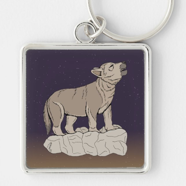 Wolf Pup Howling Keychain (Front)