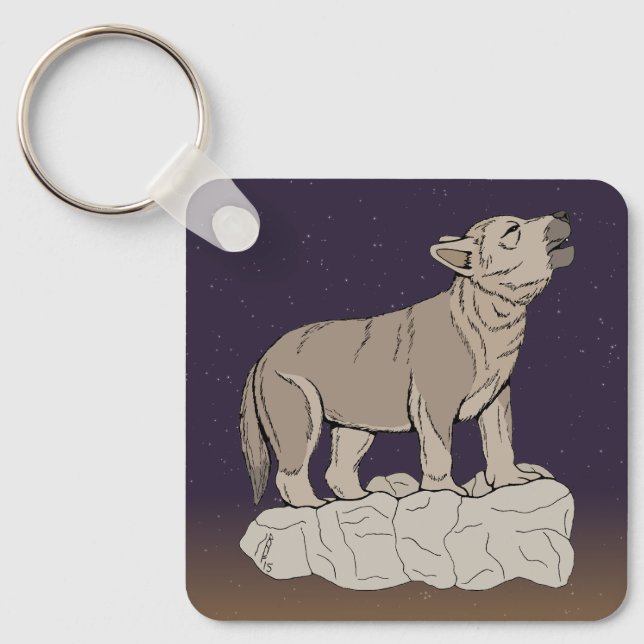 Wolf Pup Howling Keychain (Front)