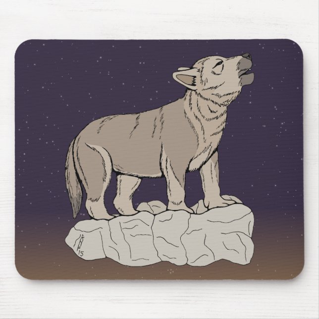 Wolf Pup Howling Mouse Pad (Front)