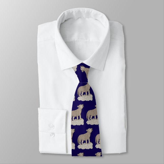 Wolf Pup Howling Neck Tie (Tied)