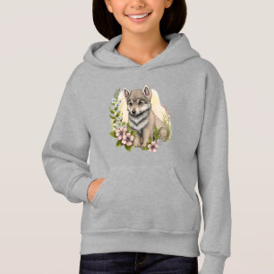 Wolf Pup In A Meadow Girls Sweatshirt
