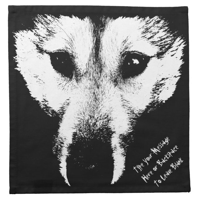 Wolf Pup Napkins Personalized Husky / Wolf Napkins (Front)