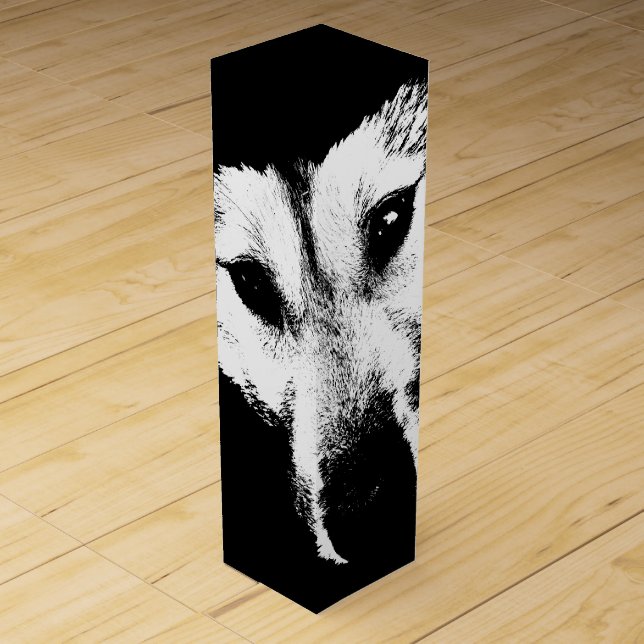 Wolf Pup Wine Box Cool Sled Dog Wolf Pup Art Box (Front)