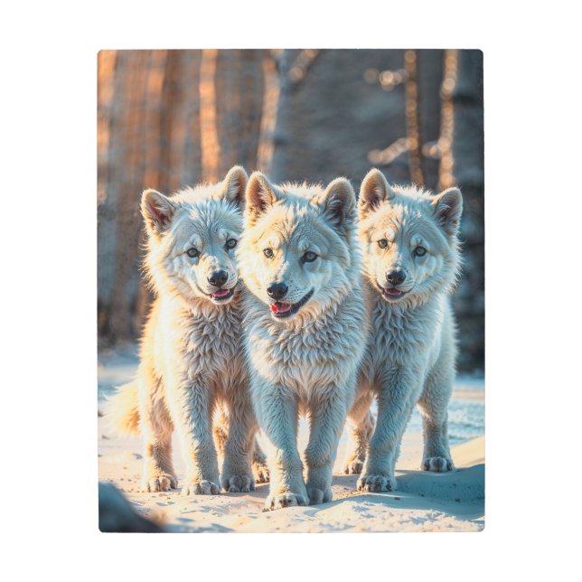 Wolf Puppies Metal Print (Front)