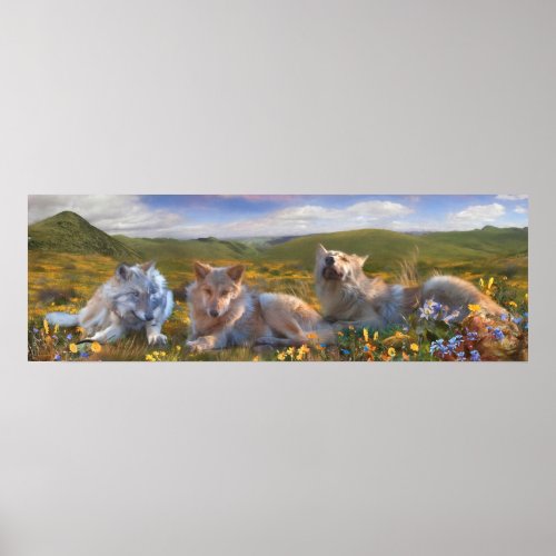 Wolf Puppies SONG OF THREE FLOWERS Poster