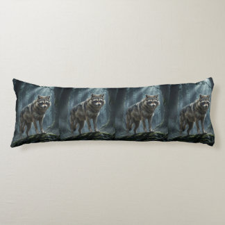 Wolf Raccoon Hybrid – Moonlit Woodland Guardian Body Pillow