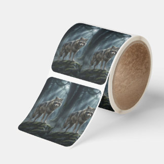 Wolf Raccoon Hybrid – Moonlit Woodland Guardian Square Sticker