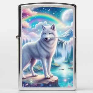 Wolf, Rainbow and Waterfalls Zippo Lighter