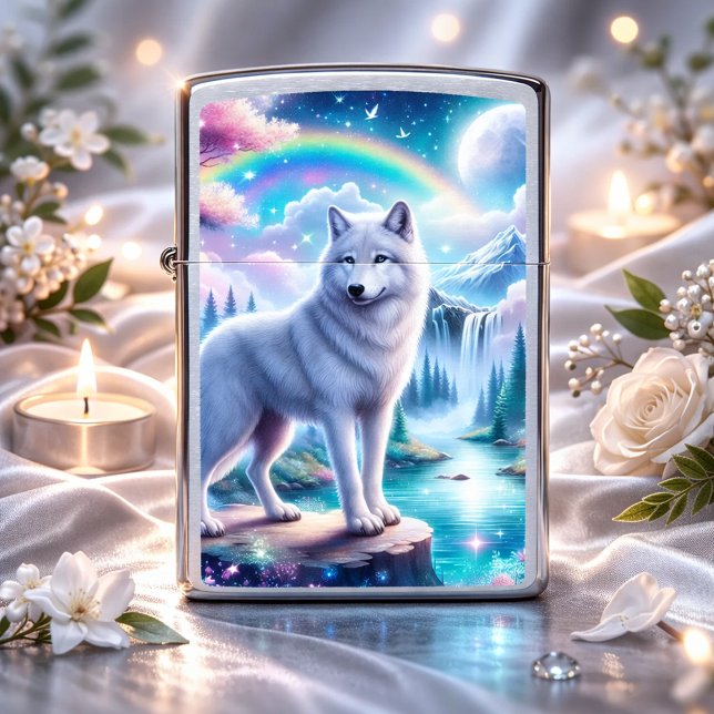 Wolf, Rainbow and Waterfalls Zippo Lighter (Creator Uploaded)