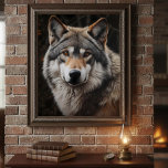 Wolf Realistic Painting Portrait Wildlife Cabin Poster<br><div class="desc">This design may be personalized by choosing the Edit Design option. You may also transfer onto other items. Contact me at colorflowcreations@gmail.com or use the chat option at the top of the page if you wish to have this design on another product or need assistance with this design. See more...</div>