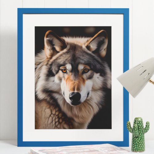 Wolf Realistic Painting Portrait Wildlife Cabin Poster