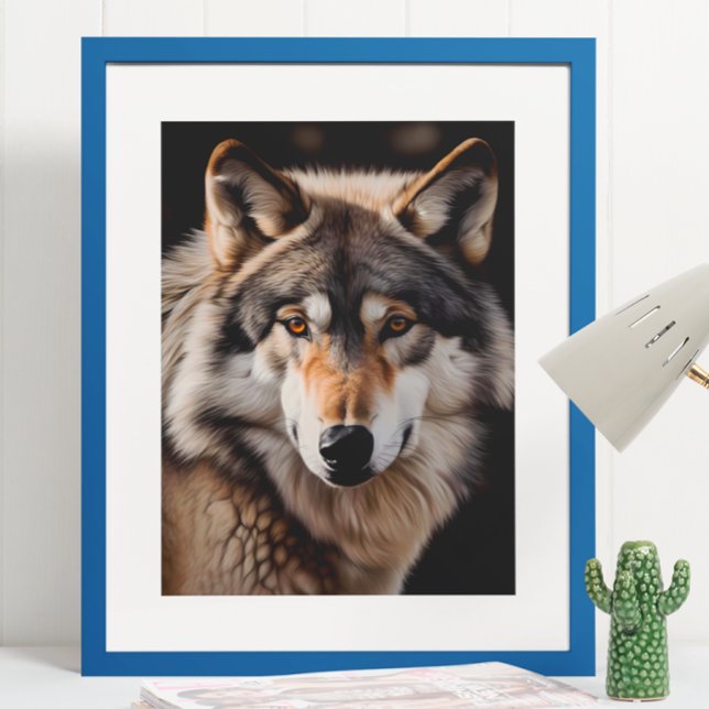 Wolf Realistic Painting Portrait Wildlife Cabin Poster (Creator Uploaded)