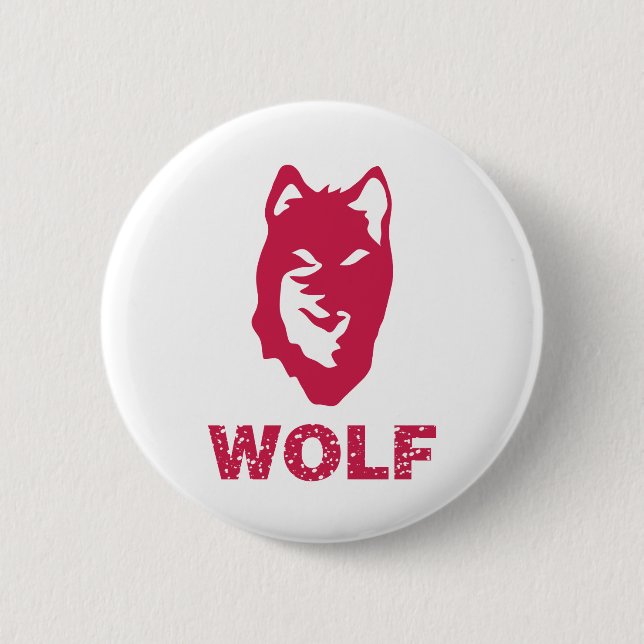 Wolf (Red) Pinback Button (Front)
