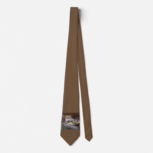 Wolf Resting On Rock Neck Tie (Front)