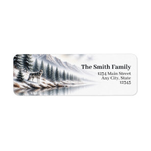 Wolf Return Address Labels | Winter Mountain