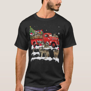Wolf Riding Red Truck Merry Christmas X mas awesom T-Shirt